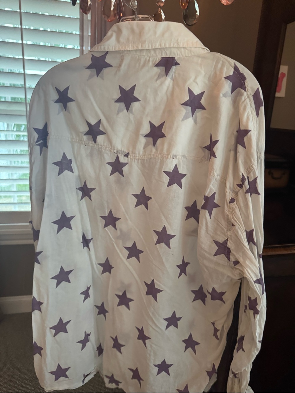 Magnolia Pearl White Blouse with Purple Star Print